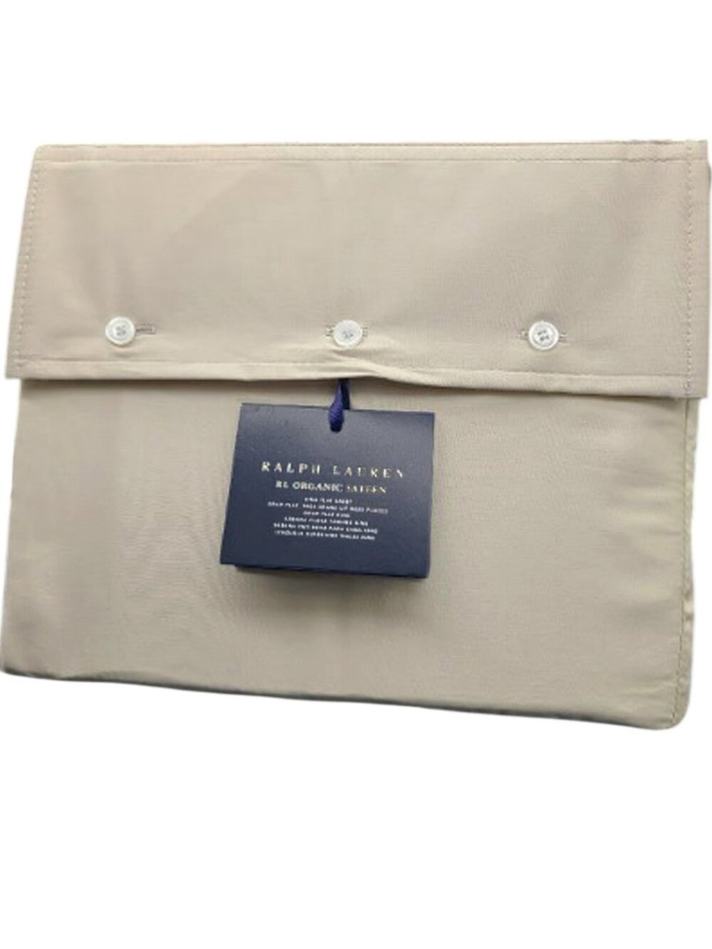 NEW $130 Ralph Lauren Organic Cotton Sateen Sheet! Full Fitted Tan Coastal Sand